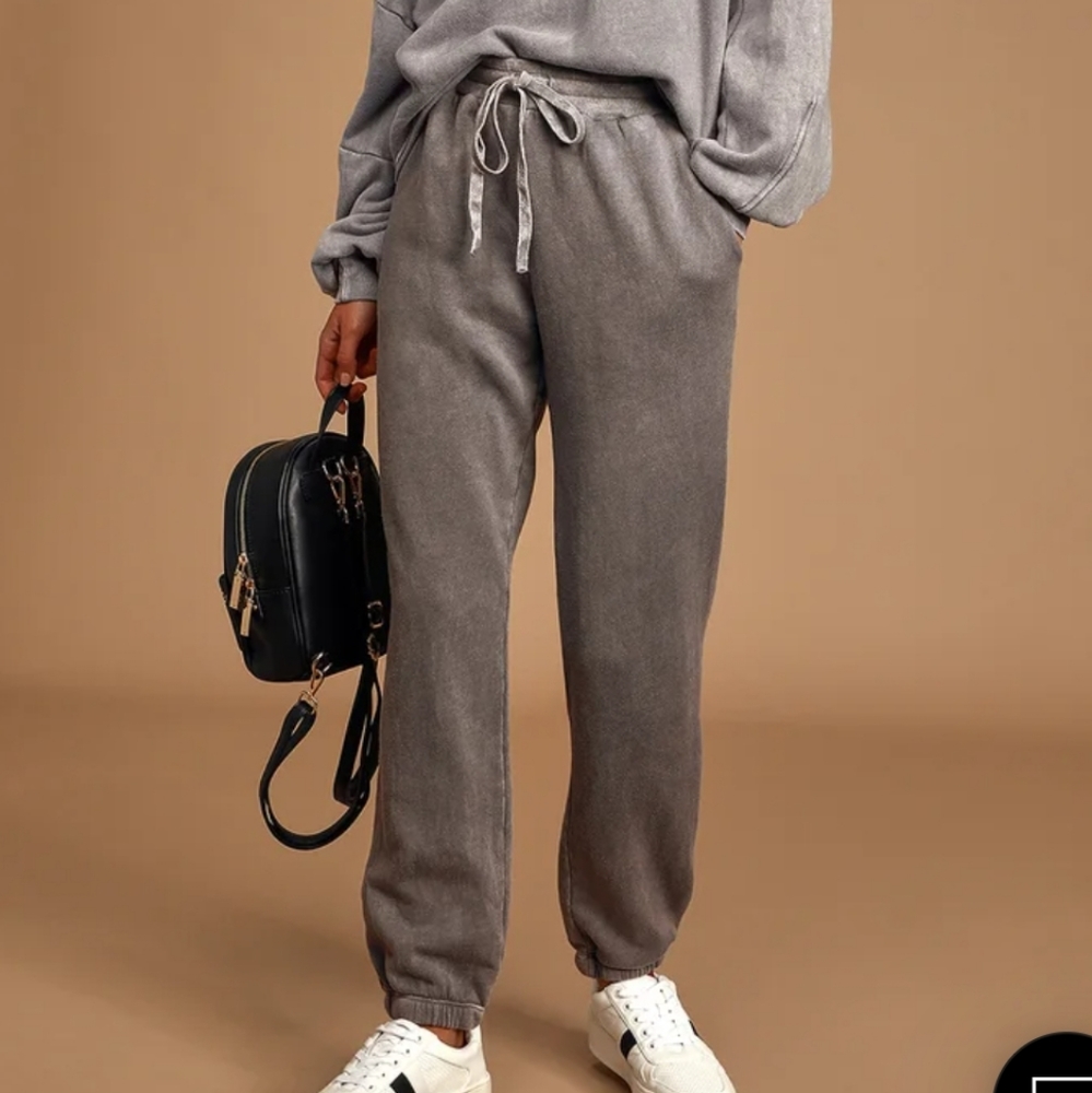 Lulus Boat House Grey Drawstring Joggers xs
